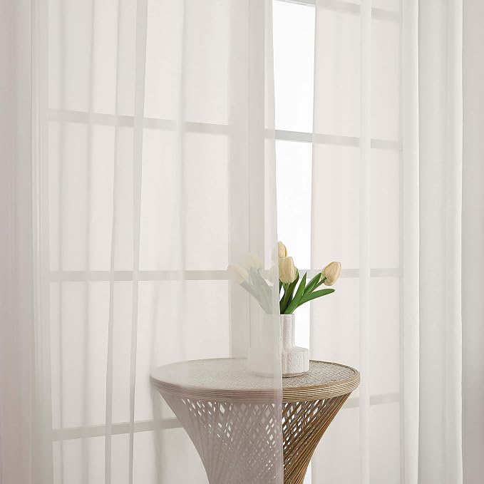 OVZME Ivory Sheer Curtains 120 Inches Long 2 Panels Set, 59 Inch Extra Wide - Image 3