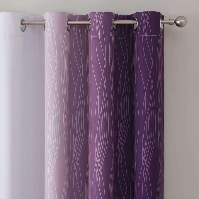 Estelar Textiler Purple and Greyish White Blackout Curtains 72 Inch Length 2 - Image 4