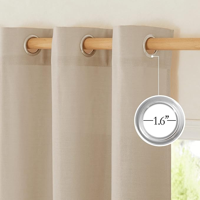 NICETOWN Thick Linen Blend 108 inches Long Curtains, Grommet Bedroom Window - Image 2