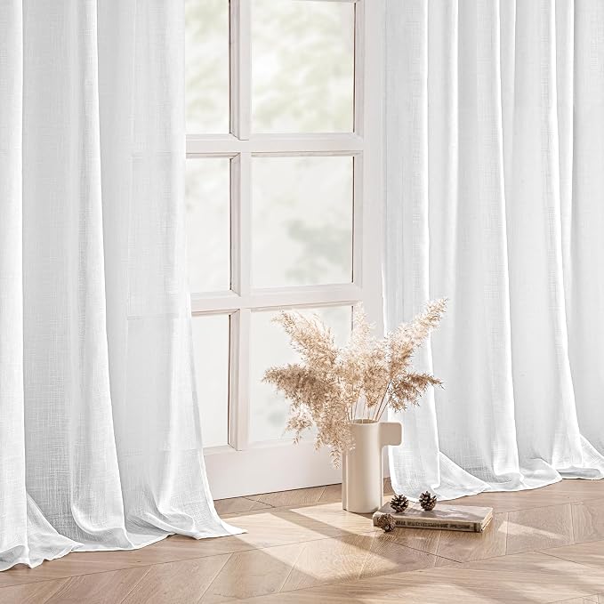 MIULEE White Linen Curtains 120 Inches Long 2 Panels - Image 5