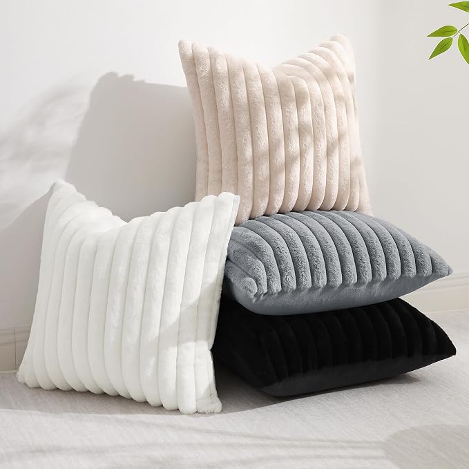 decorUhome Cozy Faux Fur Throw Pillow Covers 12x20 Set of 2 Decorative Soft - Image 5