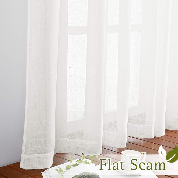 NICETOWN 45 inch Long Rich Linen Curtains Flax Texture, Grommet Top Rustic - Image 6