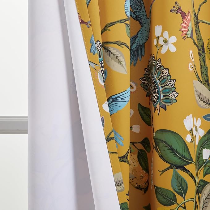 Topfinel Kitchen Curtains 45 Inch Length Mustard Yellow Vintage Blackout - Image 7