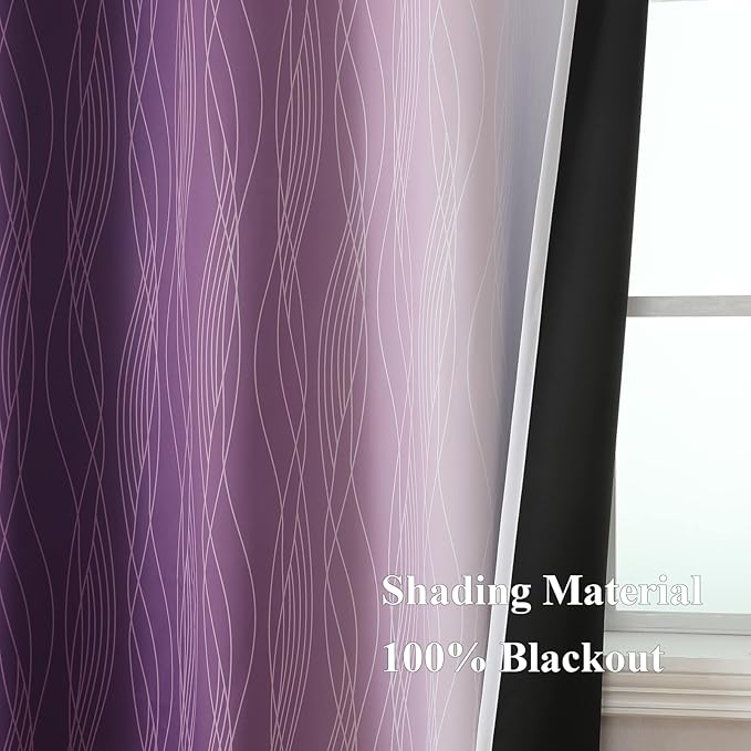 Estelar Textiler Purple and Greyish White Blackout Curtains 63 Inch Length 2 - Image 5