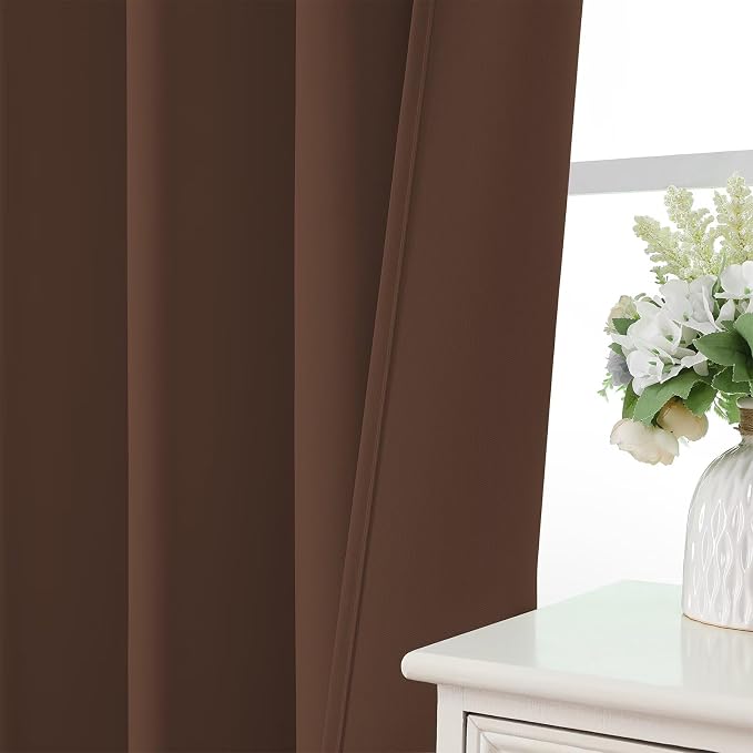 CUCRAF Brown Blackout Curtains 54 inch Length 2 Panels Set, Rod Pocket Room - Image 6