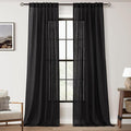 Black Linen Curtains 132 inches Long by Jolilight