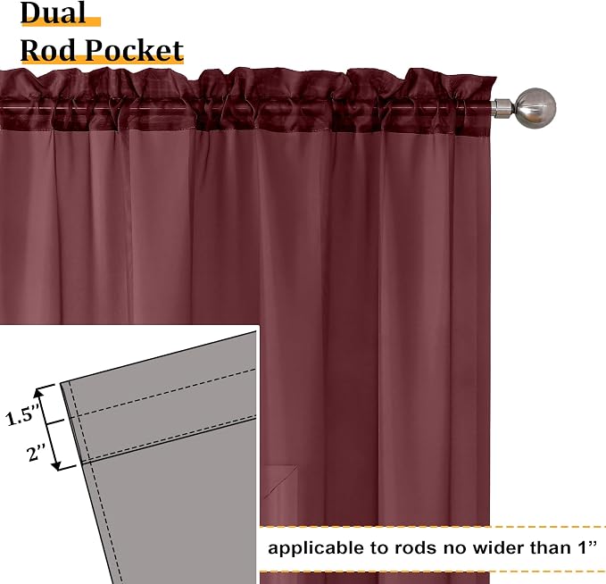 Aiyufeng Burgundy Sheer Curtains - Image 6