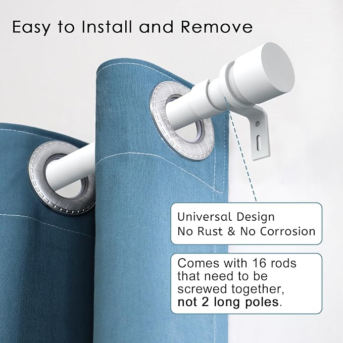 Byondeth Curtain Rods for Windows 16 to 240 Inches Adjustable Length 1 Inch - Image 2