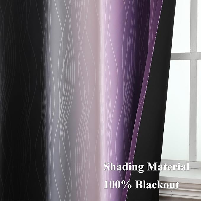 Estelar Textiler Black and Purple Ombre Blackout Curtains - Image 5