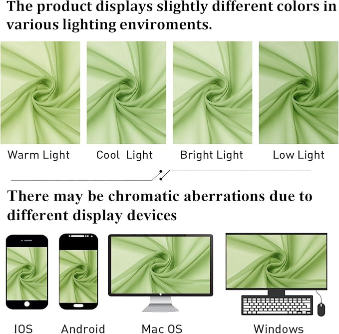 Lecloud Lime Sheer Curtains 78 Inches Long 2 Panels, Rod Pockets Light - Image 4