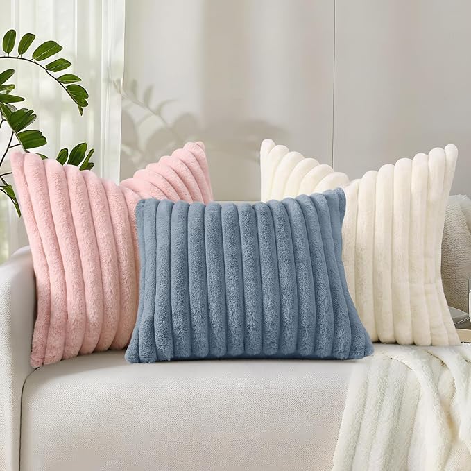 decorUhome Summer Cozy Faux Fur Throw Pillow Covers 20x20 Set of 2 Decorative - Image 8