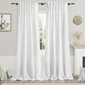 Nanspring White Linen Curtains for Living Room 114 Inches Long Extra Long Back by Nanspring