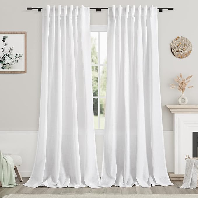 Nanspring White Extra Long Curtains 2 Panels Set 111 Inches Long by Nanspring