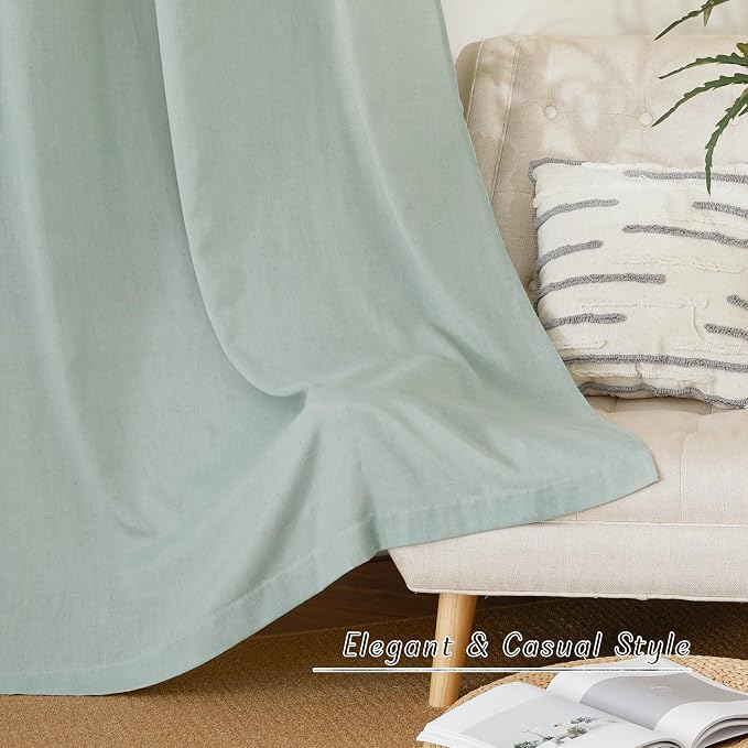 NICETOWN Linen Sage Green Window Curtains 84 inches Long, Grommet Thick Linen - Image 2