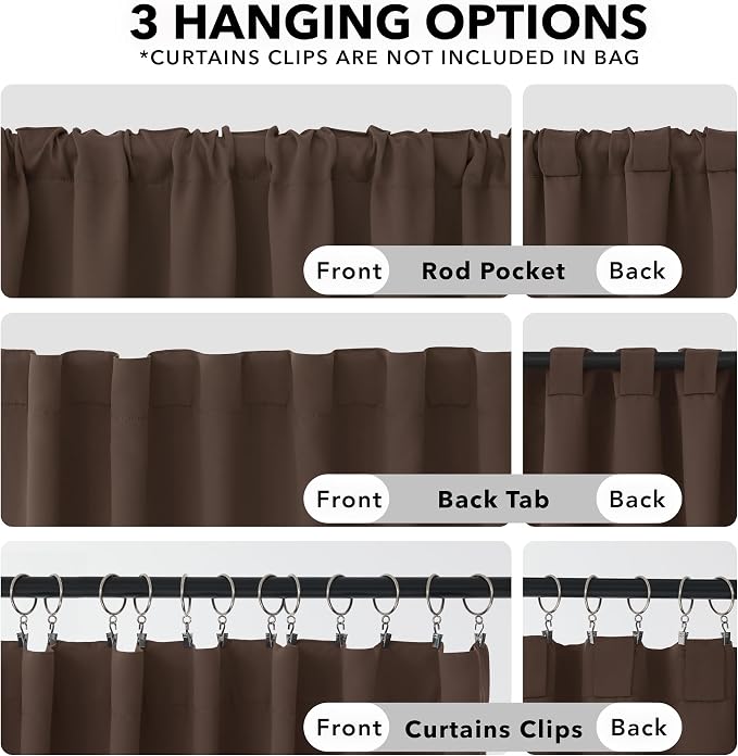 Deconovo Blackout Curtains, Thermal Insulated, W42 x L84 2 Panels, Back Tab - Image 2