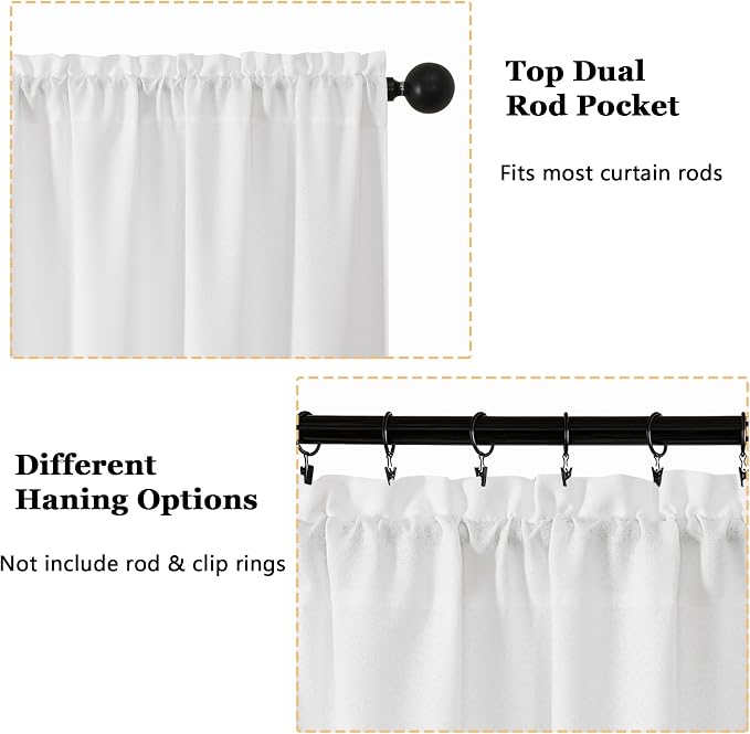 OWENIE White Valances for Windows 1 Pcs 18 Inch Length, Light Filtering - Image 4