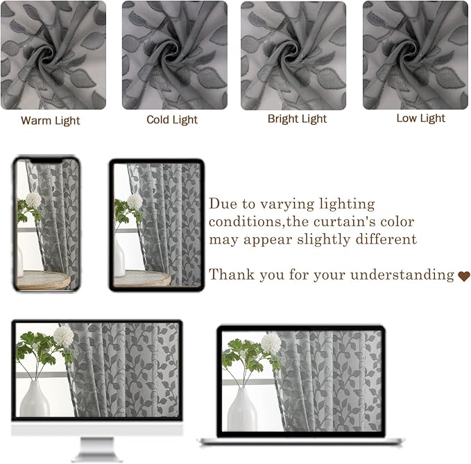 Chyhomenyc Charcoal Grey Sheer Valances - Image 5