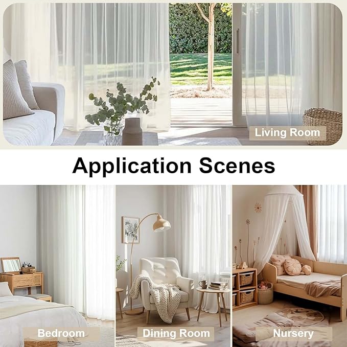 OWENIE Ivory Sheer Curtains 72 Inches Long 2 Panels, Transparent Voile Sheer - Image 5