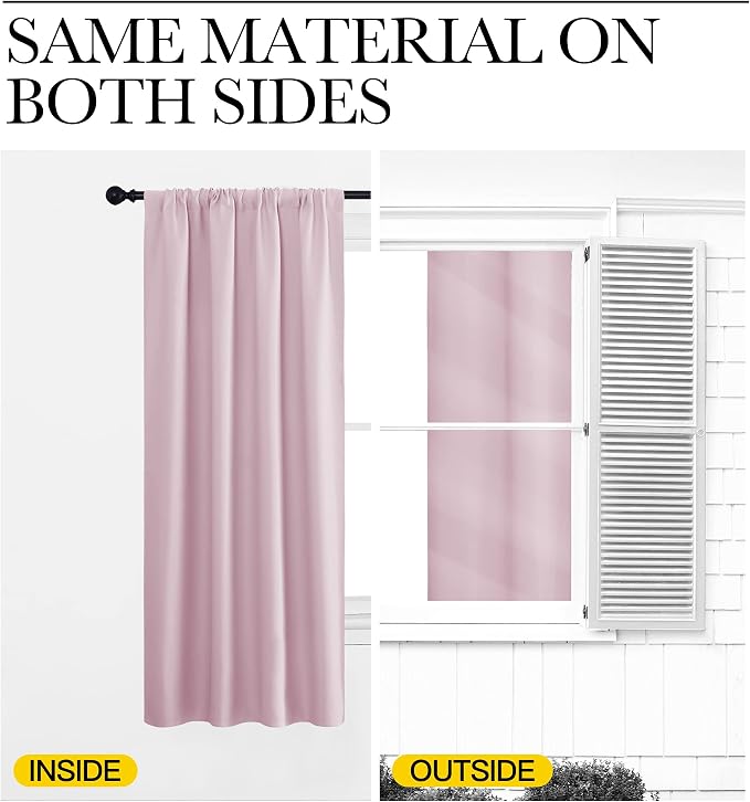 NICETOWN RV Blackout Curtains for Camper Windows, Baby Pink, Short Blackout - Image 5