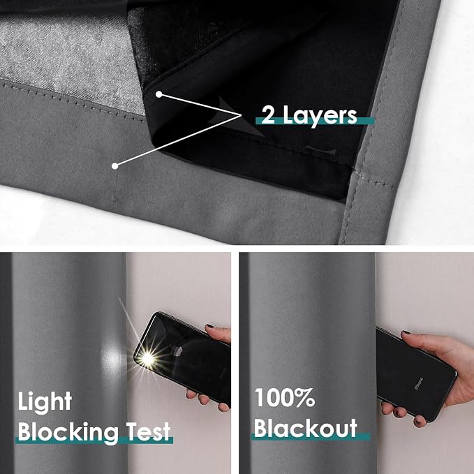 ChrisDowa 100% Blackout Curtains 120 inch Long - Image 4