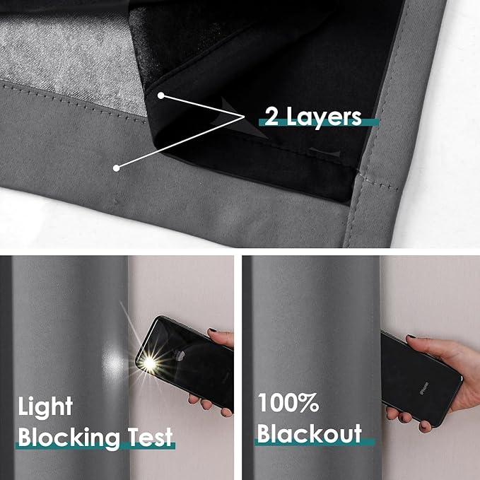 ChrisDowa 100% Blackout Curtains 108 inch Long - Image 4