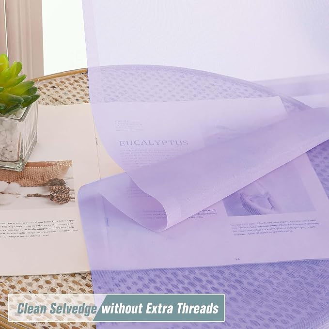 Lavender Sheer Curtains 90 Inches Long 2 Panels, Light Filtering Solid Sheer - Image 2