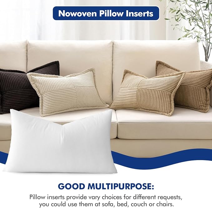 MIULEE Pillow Insert 12x18 Inch, Decorative Rectangle Throw Pillow Inserts - Image 4