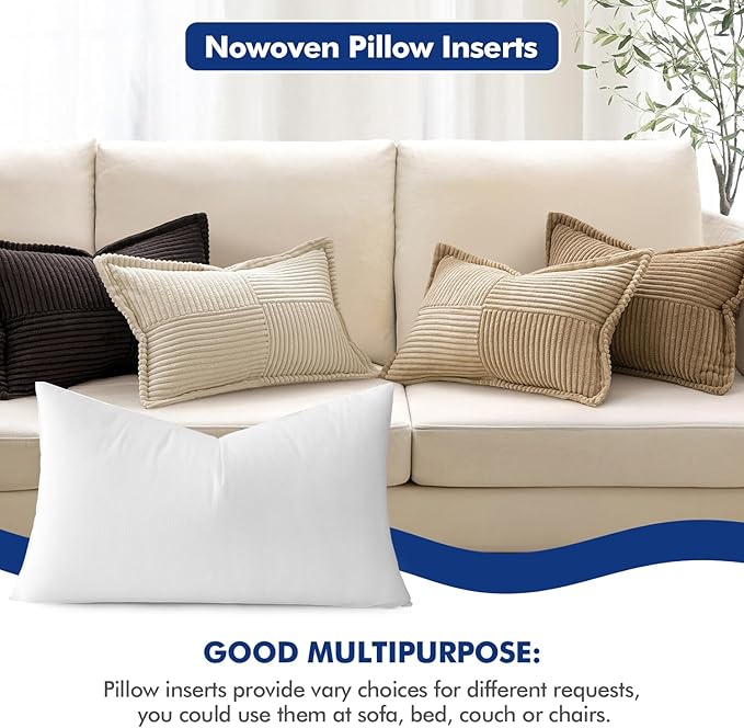MIULEE Pillow Insert 16x26 Inch, Decorative Rectangle Throw Pillow Inserts - Image 4