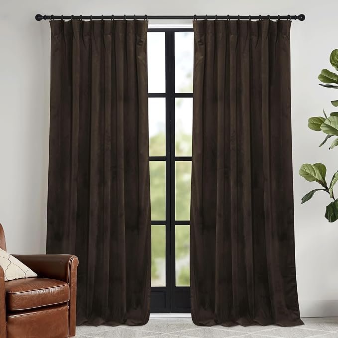 RYB HOME Brown Velvet Curtains 84 inches by RYBHOME
