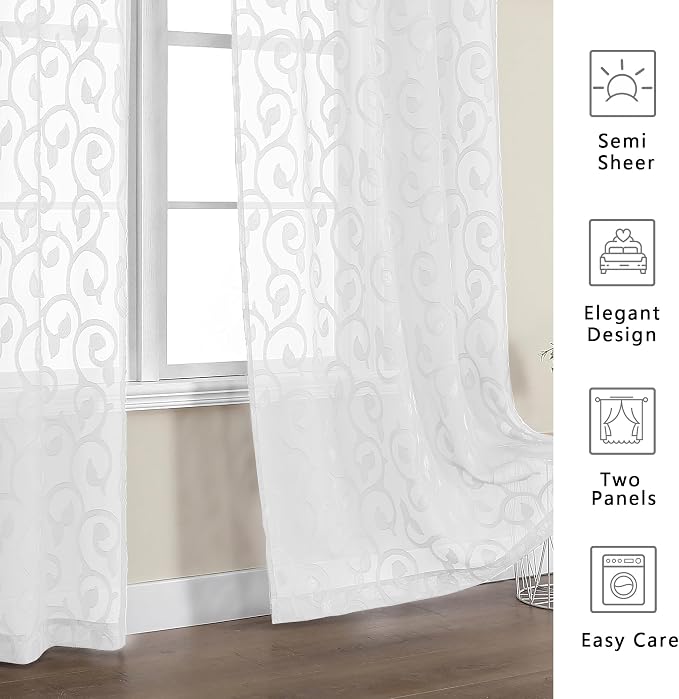OWENIE Furman Sheer White Curtains 84 inches Long - Image 6