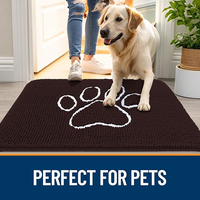 OLANLY Dog Door Mat for Muddy Paws 47x20, Paw Print Design, Absorbs Moisture - Image 6