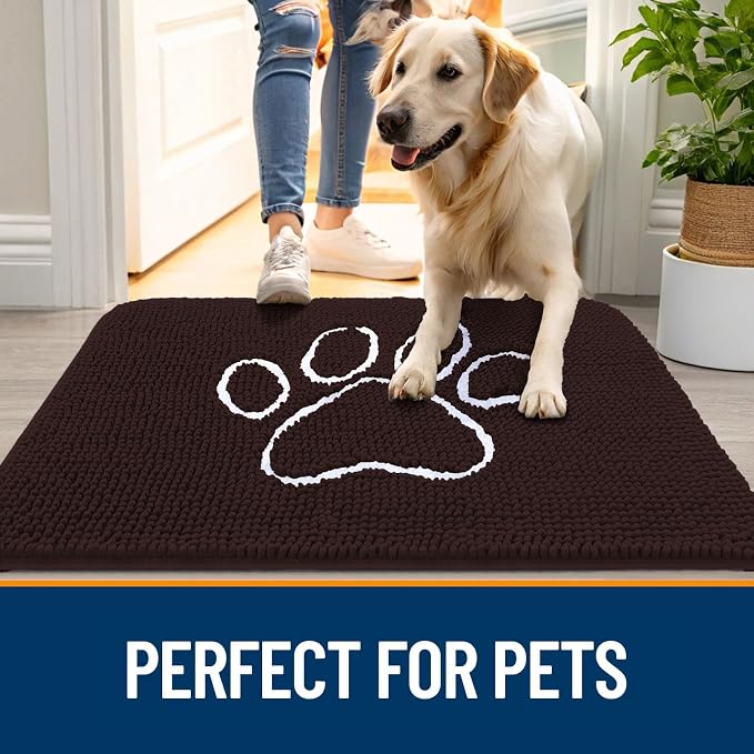 OLANLY Dog Door Mat for Muddy Paws 70x32, Paw Print Design, Absorbs Moisture - Image 6