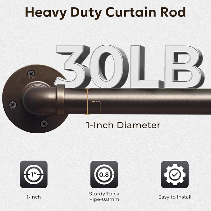 Zeerobee Curtain Rods for Windows 32 to 48, 1 Inch Industrial Wrap Around - Image 4