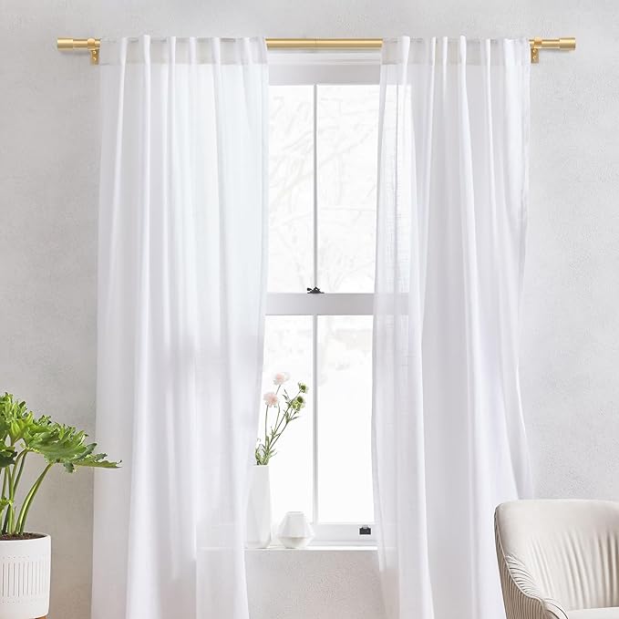 IFELS Heavy Duty Curtain Rods for Windows 72 to 144 Inch, 1 Inch Gold Curtain - Image 8