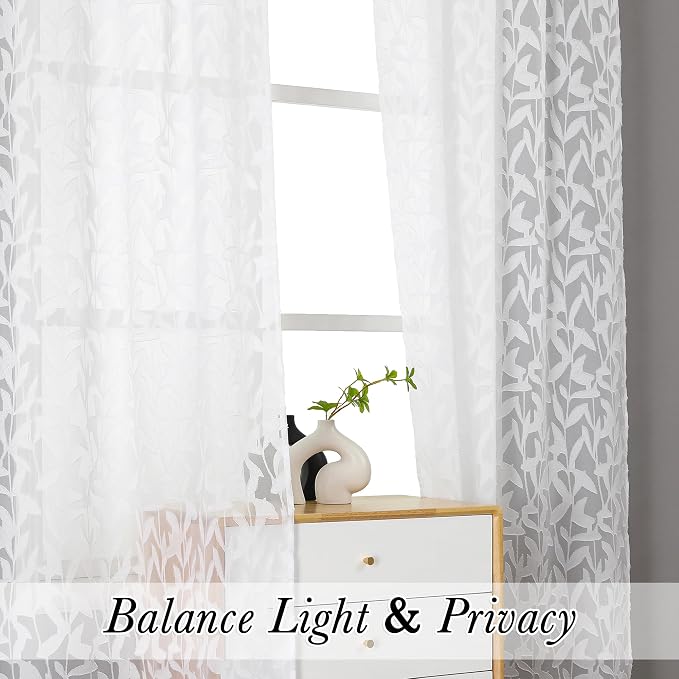 Lecloud Leia White Sheer Curtains 78 Inches Long 2 Panels, Privacy Airy Voile - Image 5