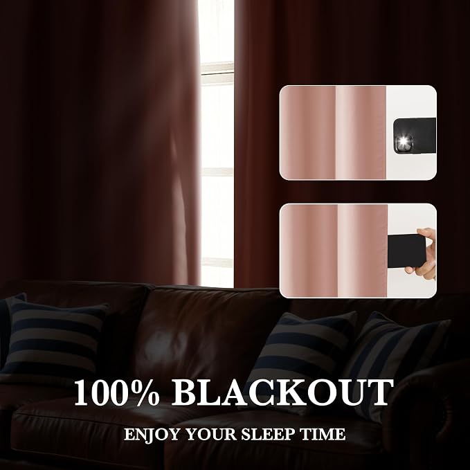 RYB HOME 100% Blackout Basement Curtains 24 inches Long, Heat & UV Blocking - Image 5