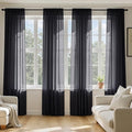 MIULEE Black Sheer Curtains 84 Inches Long, 4 Panels Set, Light Filtering by MIULEE