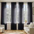 MIULEE Black Sheer Curtains 102 Inches Long 4 Panels Set, Light Filtering Rod by MIULEE
