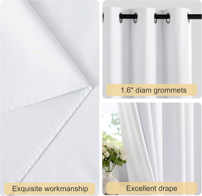 NICETOWN White Blackout Curtains - Image 2