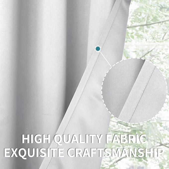 BGment Greyish White Short Room Darkening Curtains - Image 7