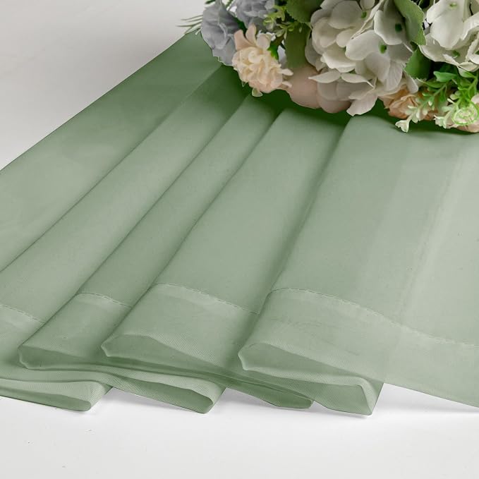 Aiyufeng Sage Green Sheer Curtains 90 Inches Long, Light Filtering Rod Pocket - Image 8