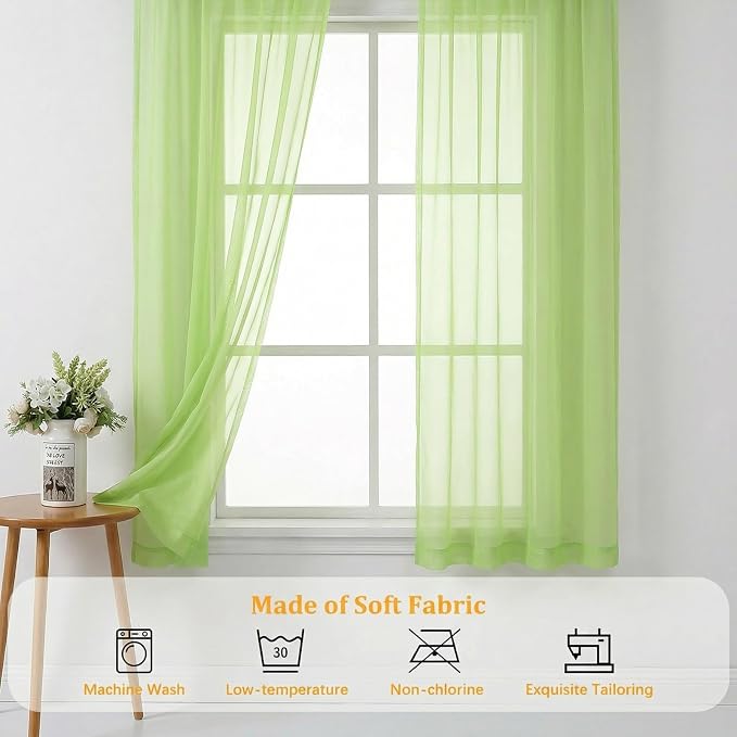 Gwine Sheer Curtains for Living Room 45 inch Length - Image 7