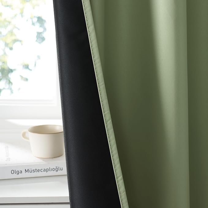 RYB HOME Bedroom Blackout Curtains 80 inches Long, 100% Blackout Thermal - Image 3