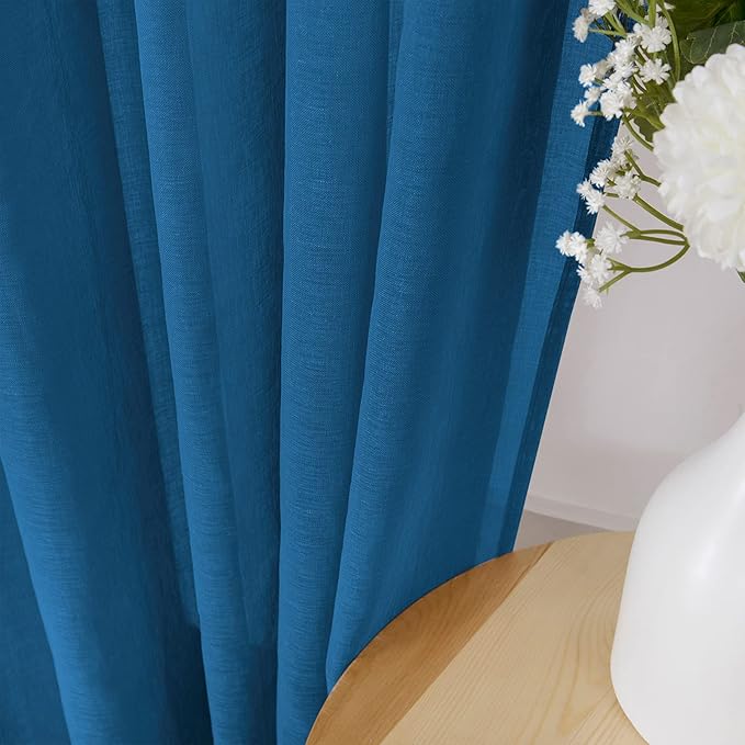 Tollpiz Sheer Curtain Linen Textured Bedroom Curtains Sheer Light Filtering Rod - Image 3