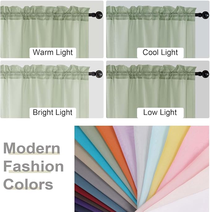 Cafe Curtains 36 Inch Length Tier 2 Pieces, Modern Soft Airy Sheer Kitchen - Image 5