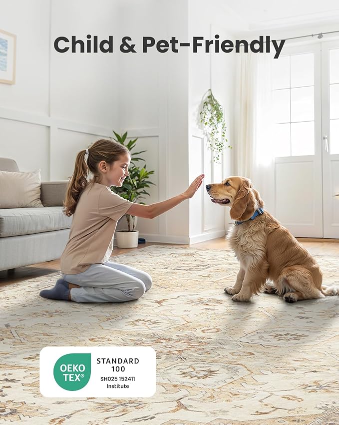 AMADA HOMEFURNISHING 2'6"x10' Washable Area Rug, Low-Profile Entryway Rug - Image 2