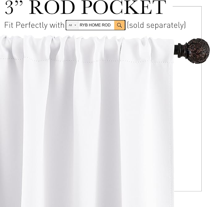 RYB HOME Basement Bathroom Kitchen Cafe Privacy Curtains, Short Insulating - Image 2