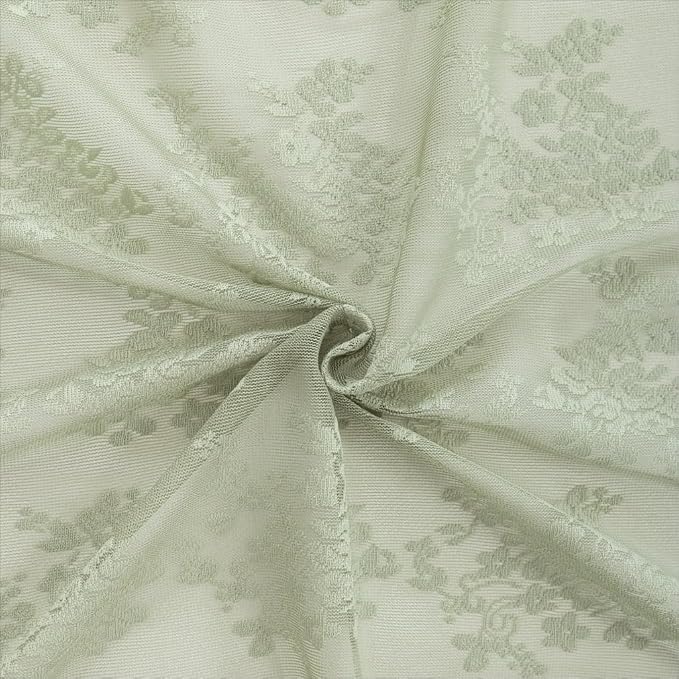 YJ YANJUN Vintage Lace Curtains 54 Inch Length-Victorian Floral Pattern Sage - Image 5