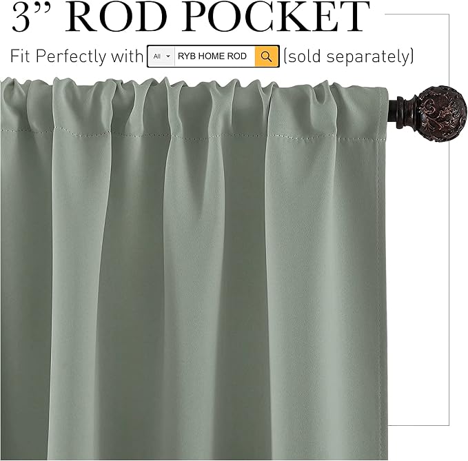 RYB HOME 54 inch Blackout Curtains - Image 2