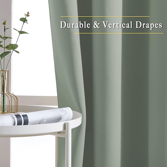NICETOWN Short Blackout Sage Green Curtains & Drapes - Image 5